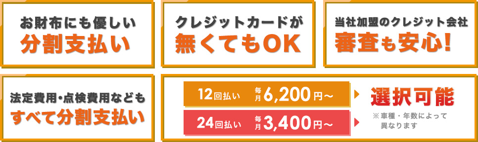 お財布にも優しい分割支払い